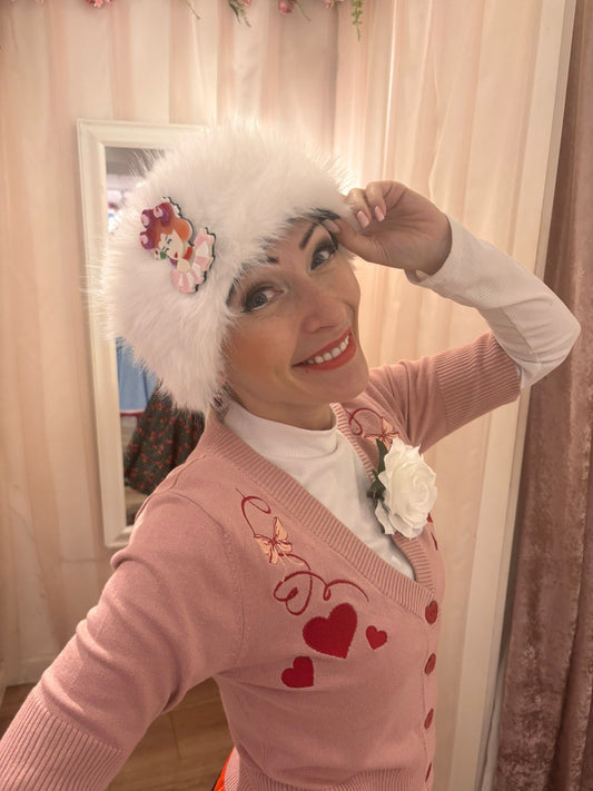 Faux Fur Headband in White