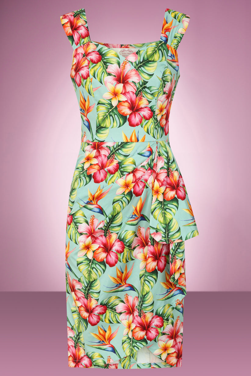 Bird Of Paradise Waterfall Wiggle Dress