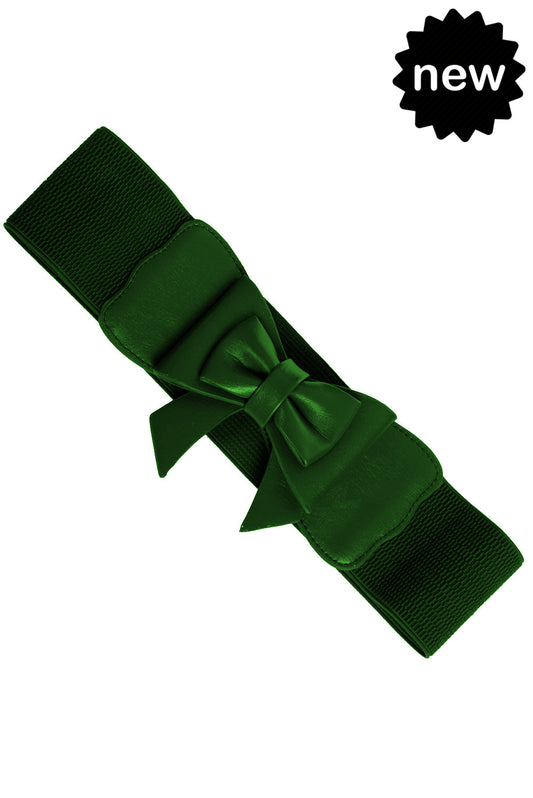Brianna Bow Belt - Bottle Green