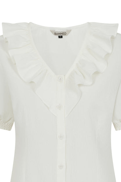 Veronica Frill Blouse in White