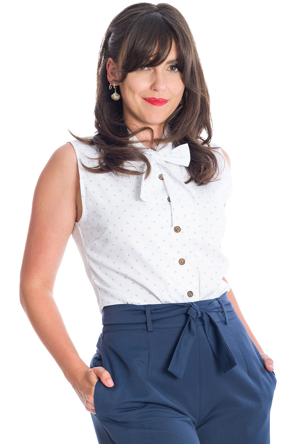 Ditsy Ahoy Blouse in Off White