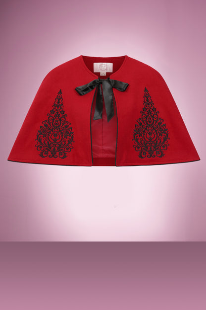 Forbidden Romance Embroidered Swing Coat and Cape PRE ORDER