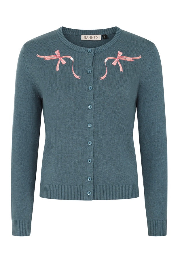 Teal Bonnie Bow Cardi