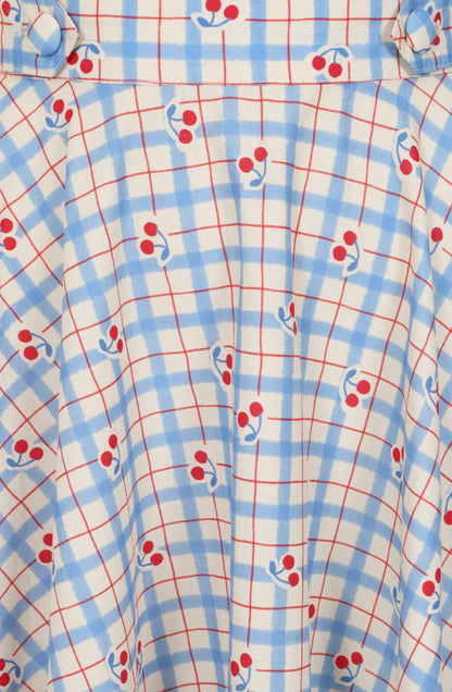 Blue Cherry Berry Check Skirt