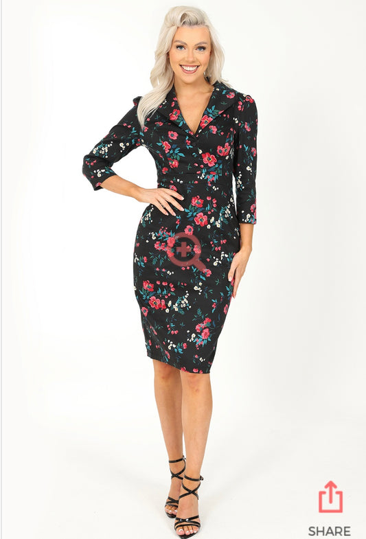 40’s Floral Wiggle Dress