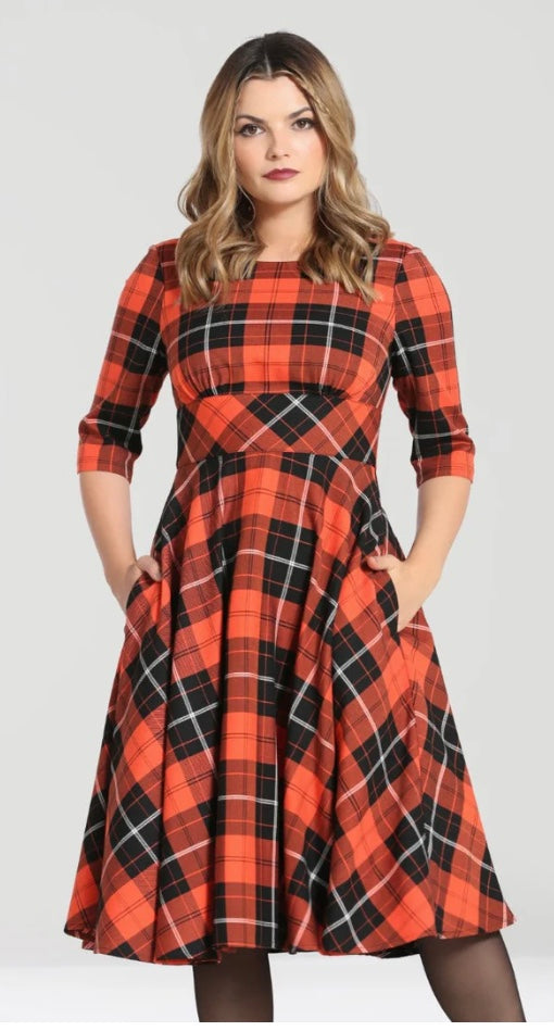 Orange Tartan Swing Dress