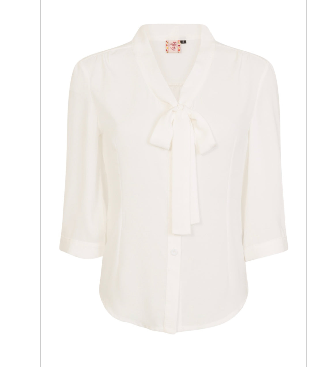 Secretary pussy bow blouse in off white