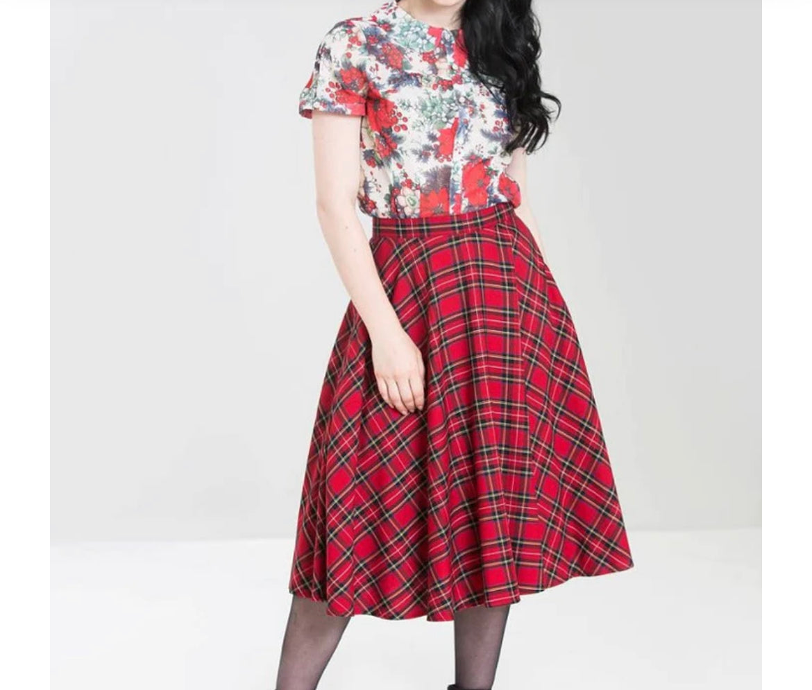 HB Red Check swing skirt