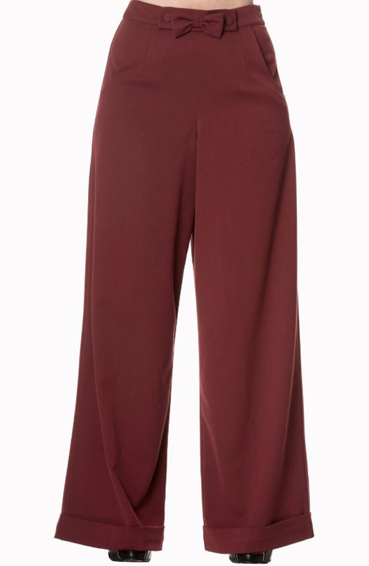 Beatrice Bow Swing Pants BURGUNDY