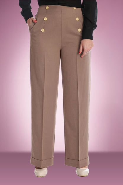 High Flyer Button Swing Pant in Brown