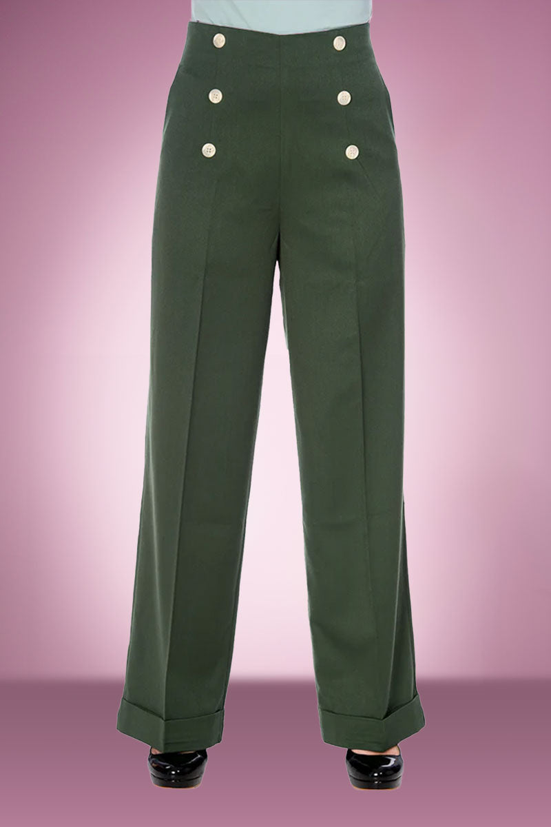 High Flyer Button Swing Pant in Green