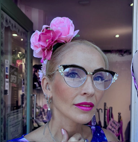 Black Cat Wing Embellished Glasses