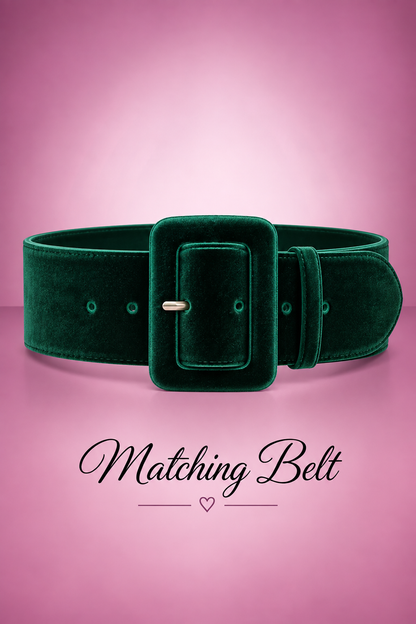 Enchanted Evergreen Swing Dress WITH matching velvet belt!