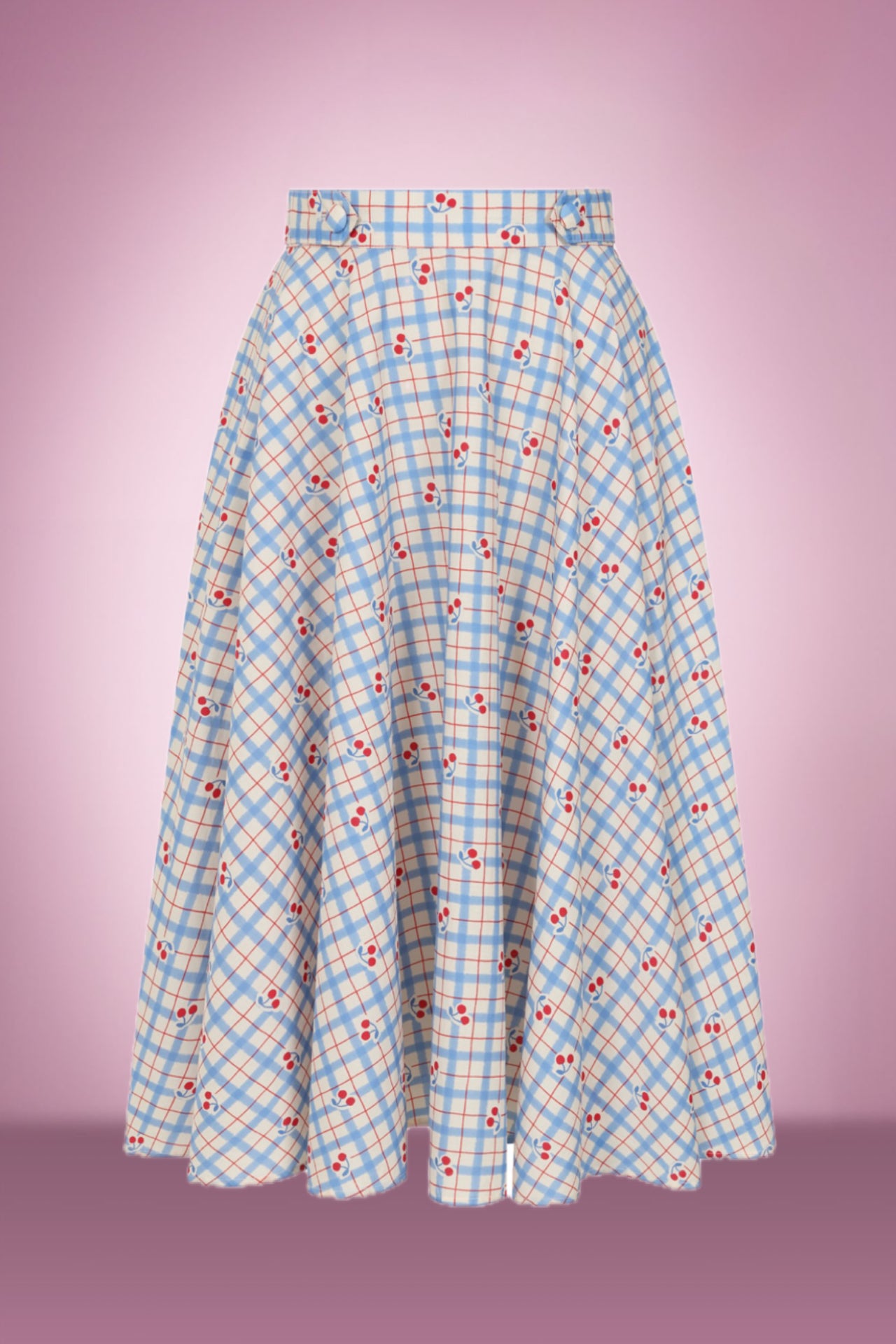 Blue Cherry Berry Check Skirt