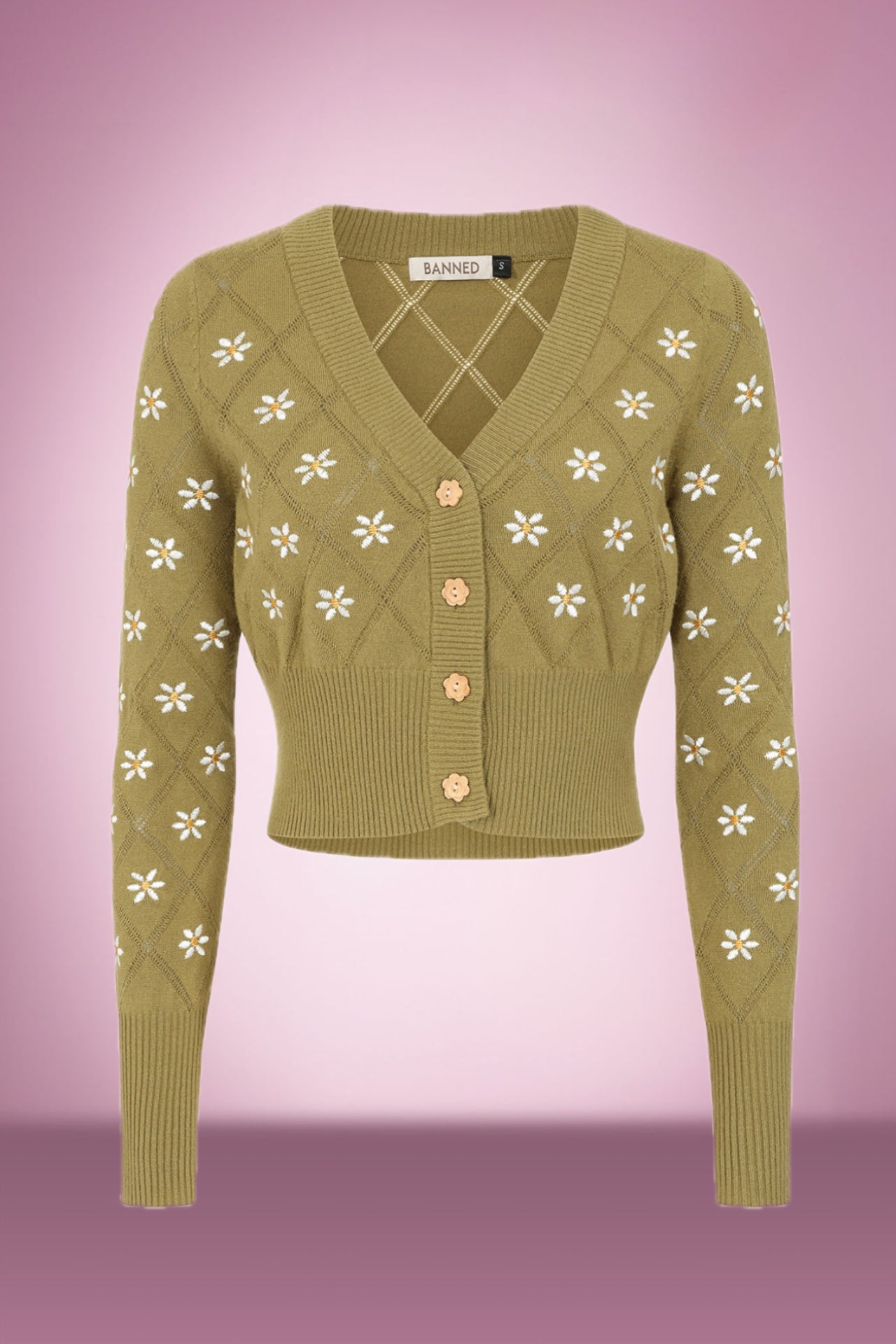 Green Daisy Flower Cardi