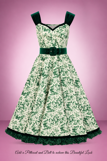 Enchanted Evergreen Swing Dress WITH matching velvet belt!