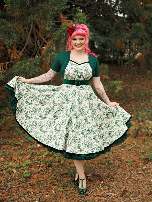 Enchanted Evergreen Swing Dress WITH matching velvet belt!