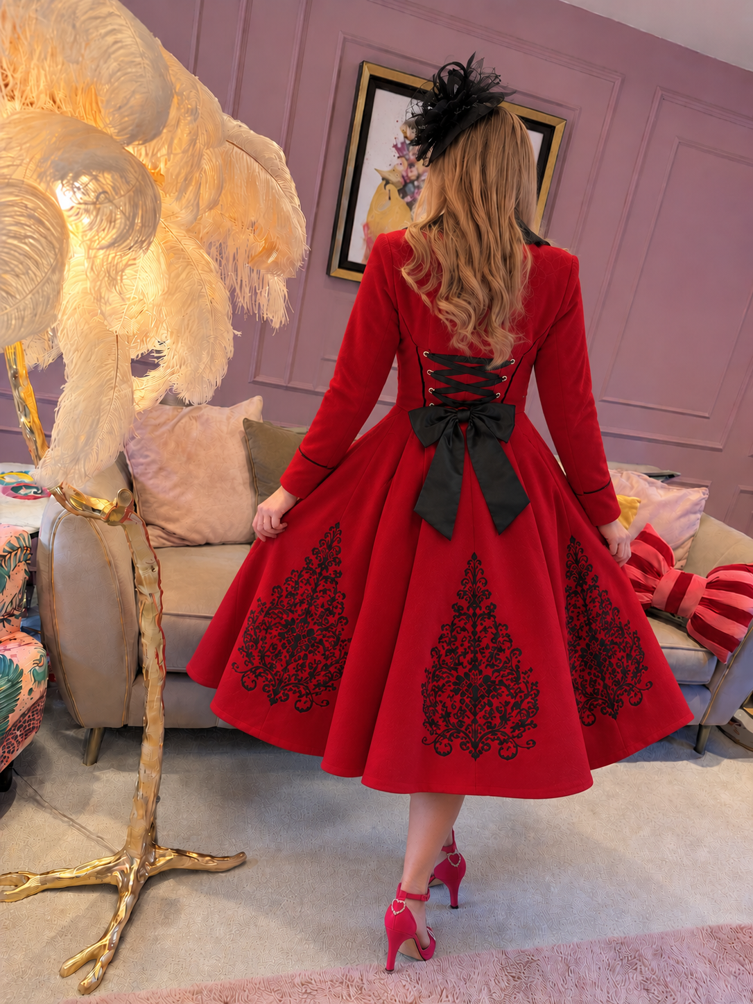 Forbidden Romance Embroidered Swing Coat and Cape PRE ORDER