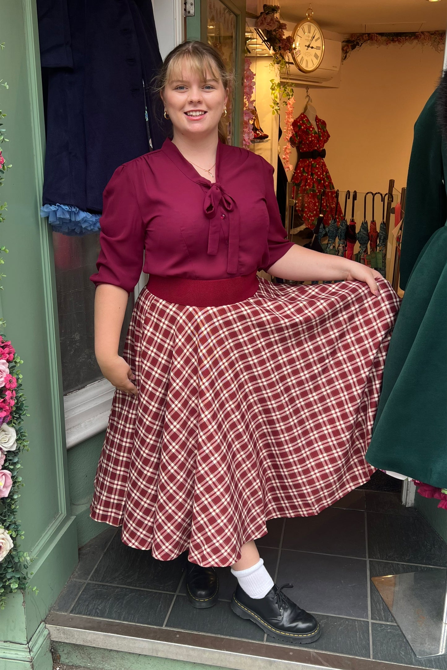 Bramble Check Swing Skirt
