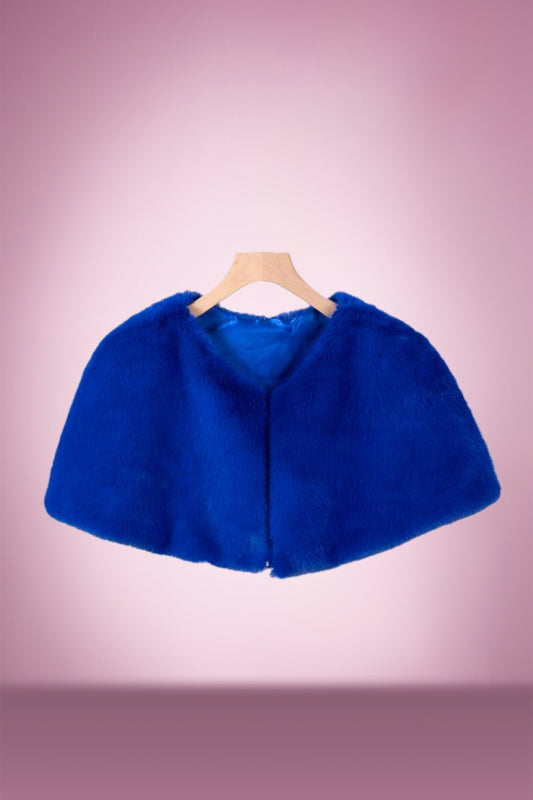 Faux Fur Shawl in Royal Blue