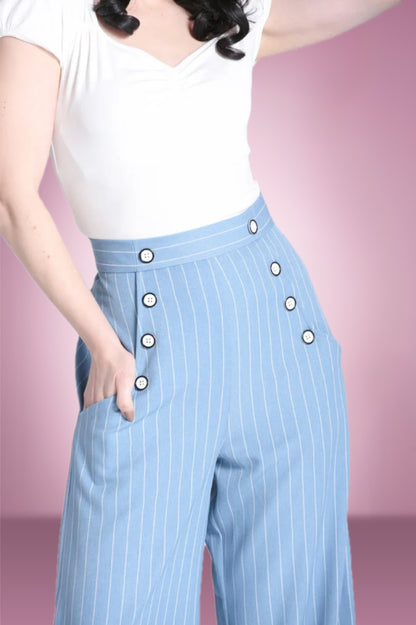 Dayna Swing Trouser in Baby Blue pinstripe