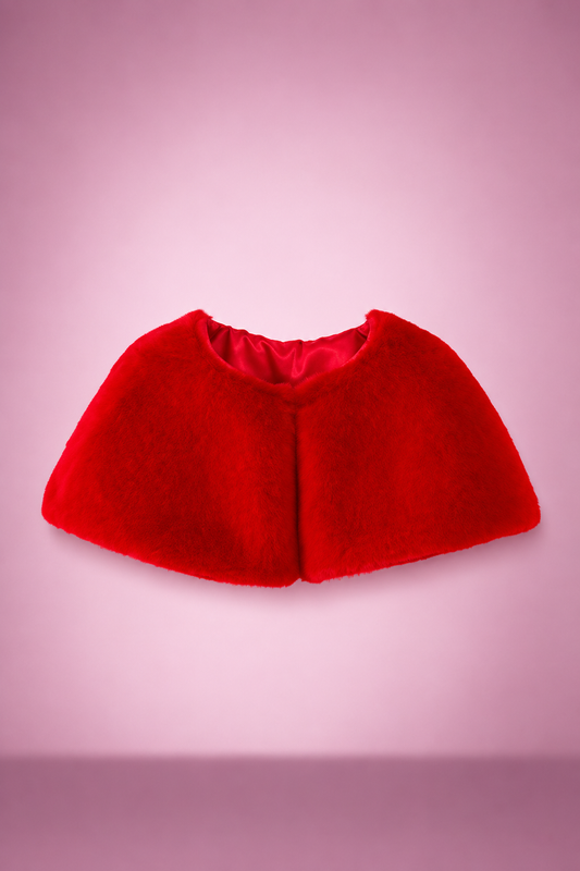 Faux Fur Shawl in Red