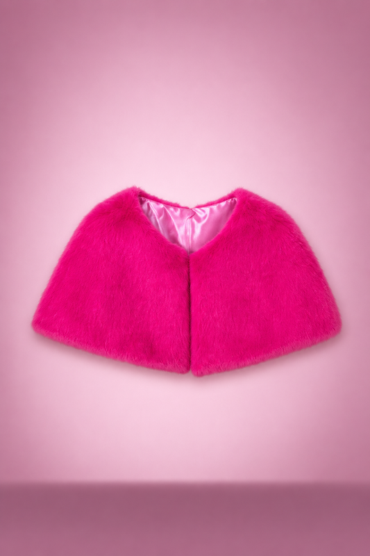 Faux Fur Shawl in fuscia Pink