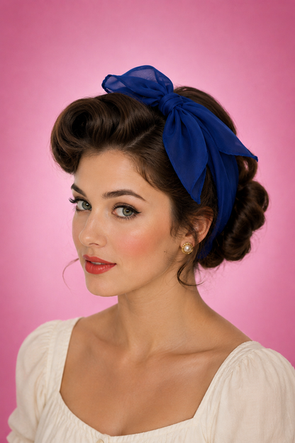 Haifa Head and Neck Scarf in Navy Royal Blue