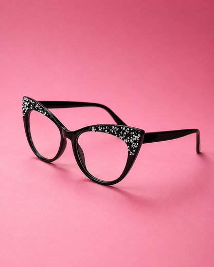 Black Cat Wing diamanté sparkle Embellished Glasses