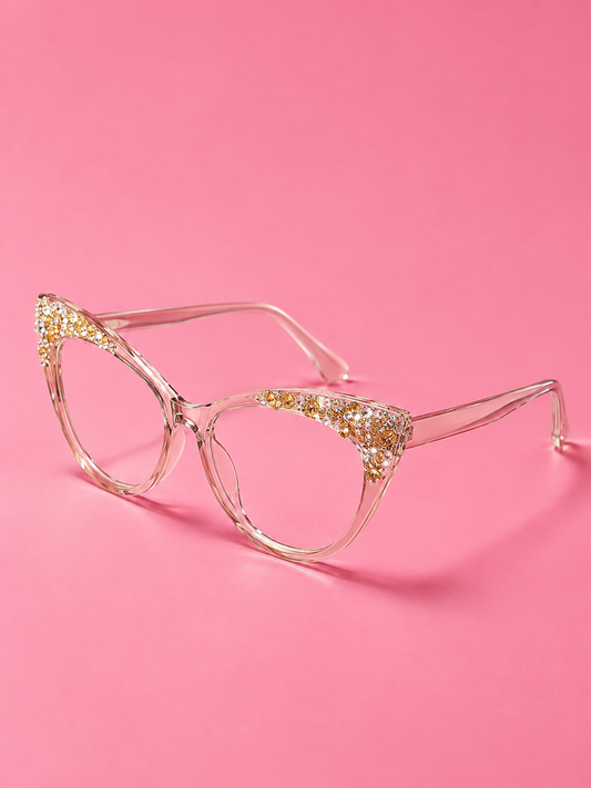 Baby Pink Glitter Cat Wing Glasses