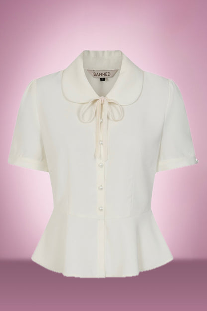 White 40s peplum blouse