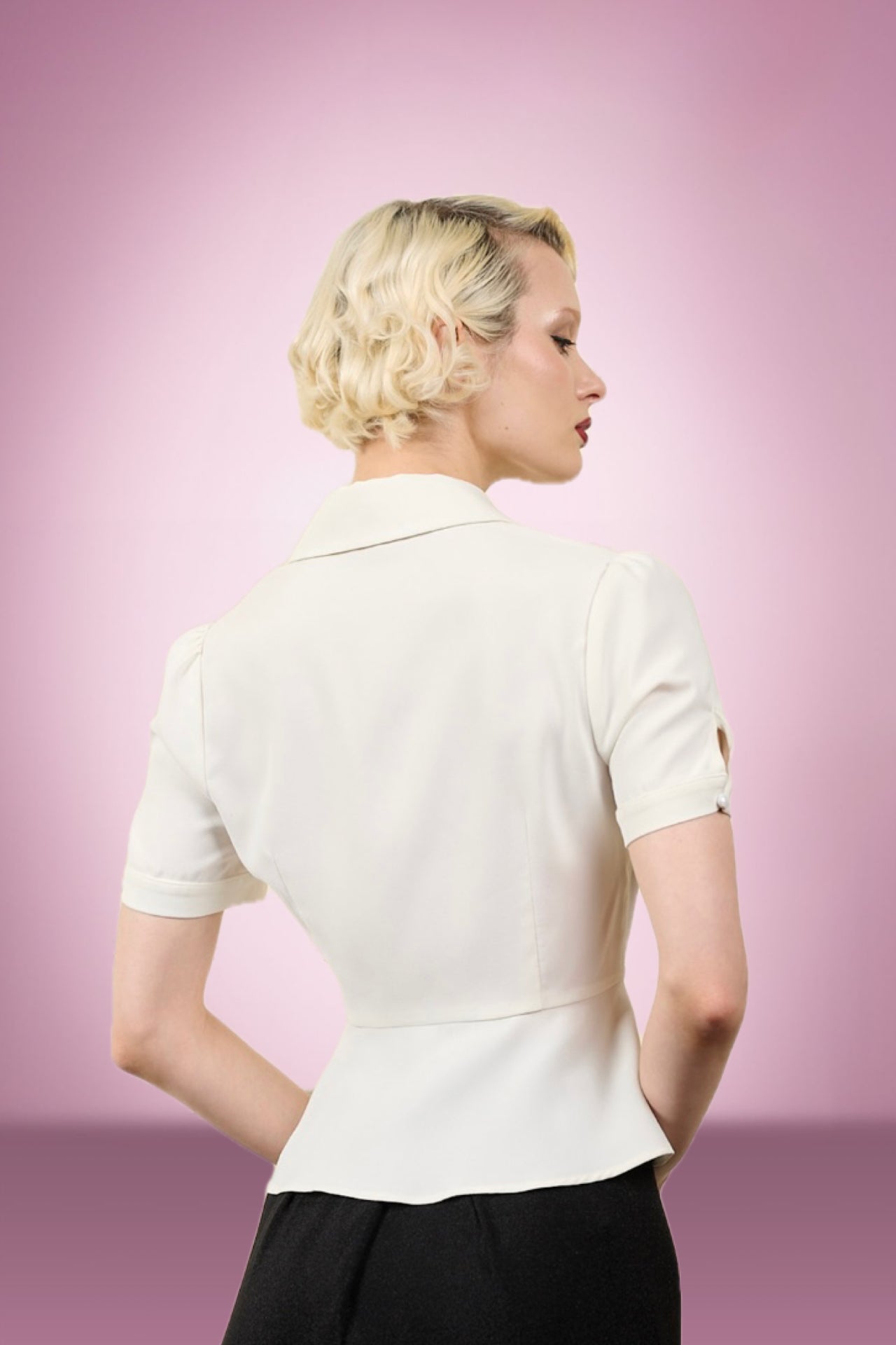 White 40s peplum blouse