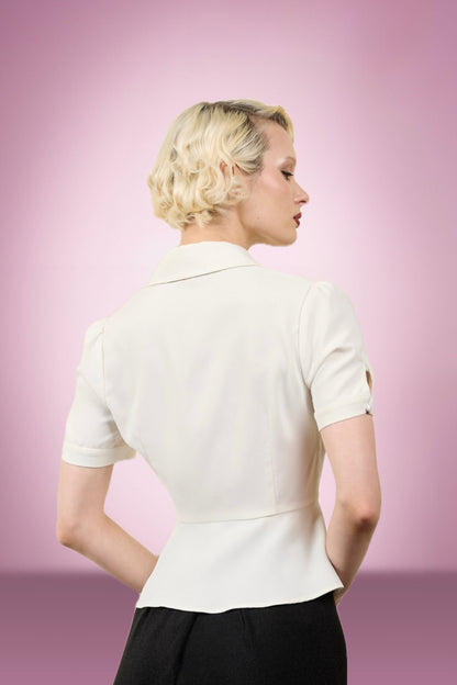 White 40s peplum blouse