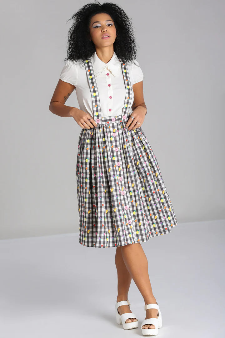 fruity pinafore skirt