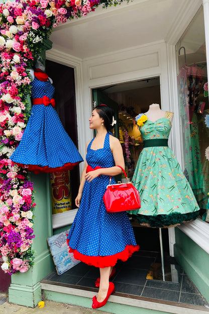 Patty Polka Halter Neck Swing Dress