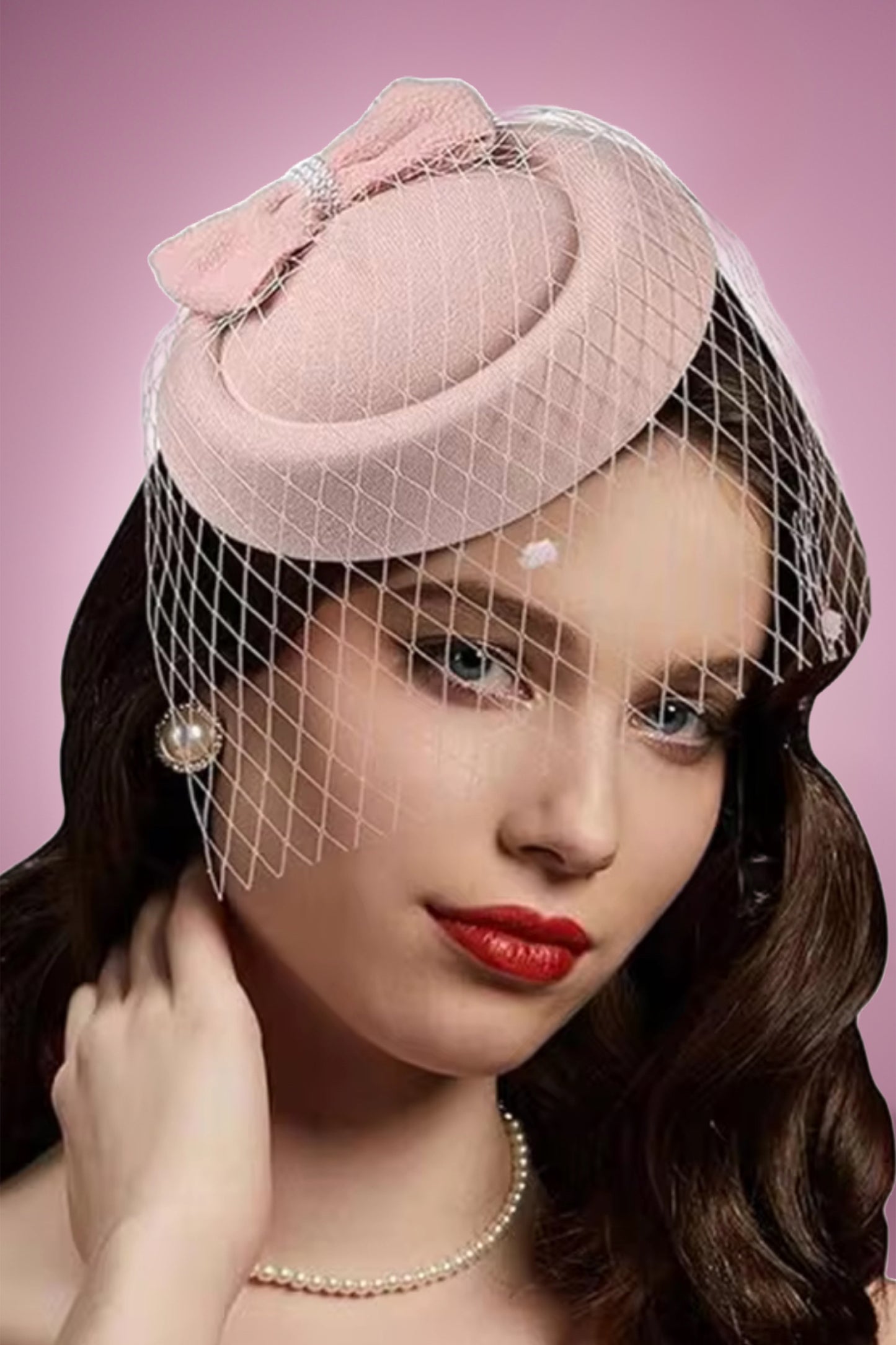 Greta Fascinator - Mink Pink