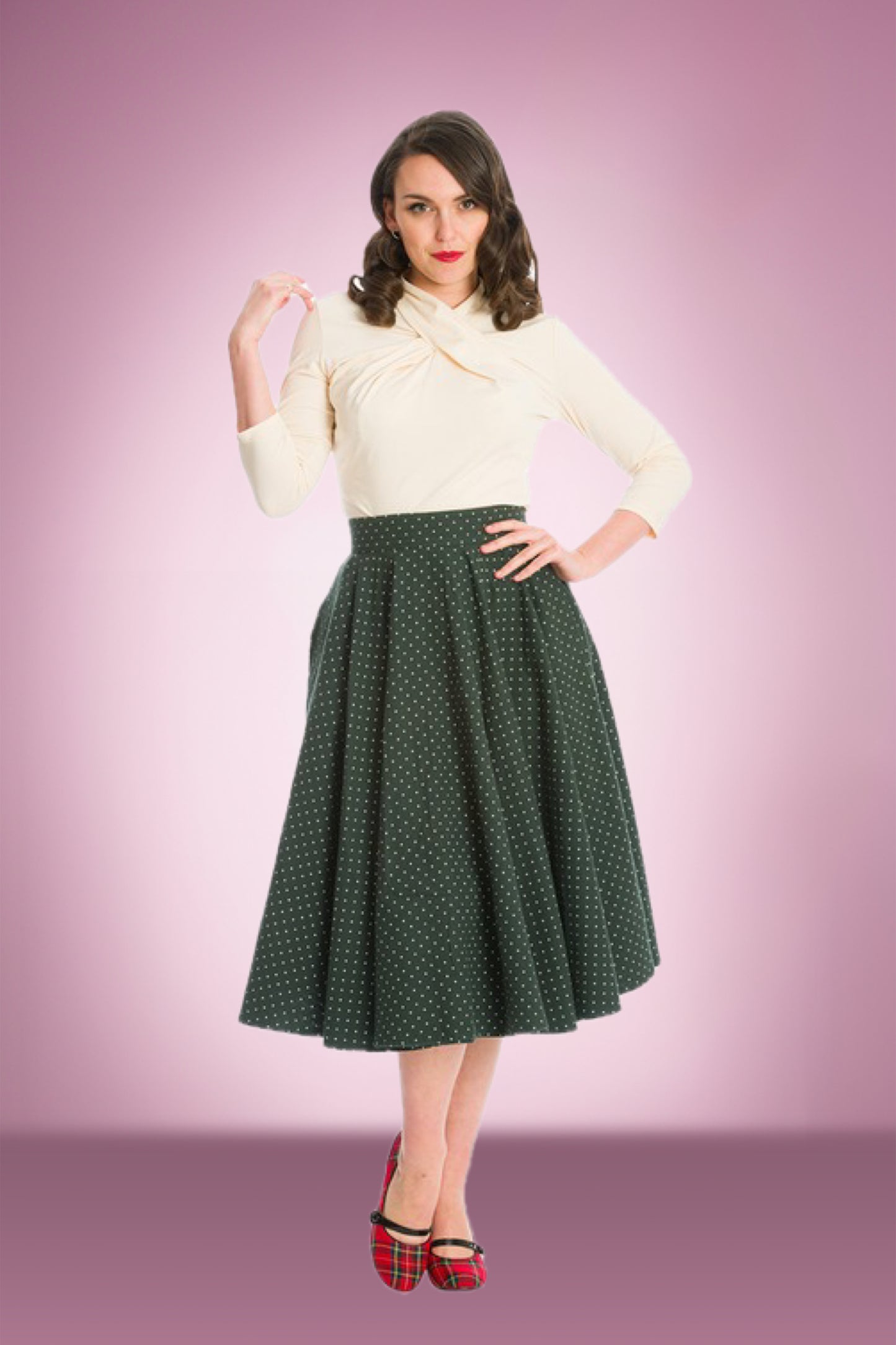 Soft as a feather Green Polka Dot Circle Skirt