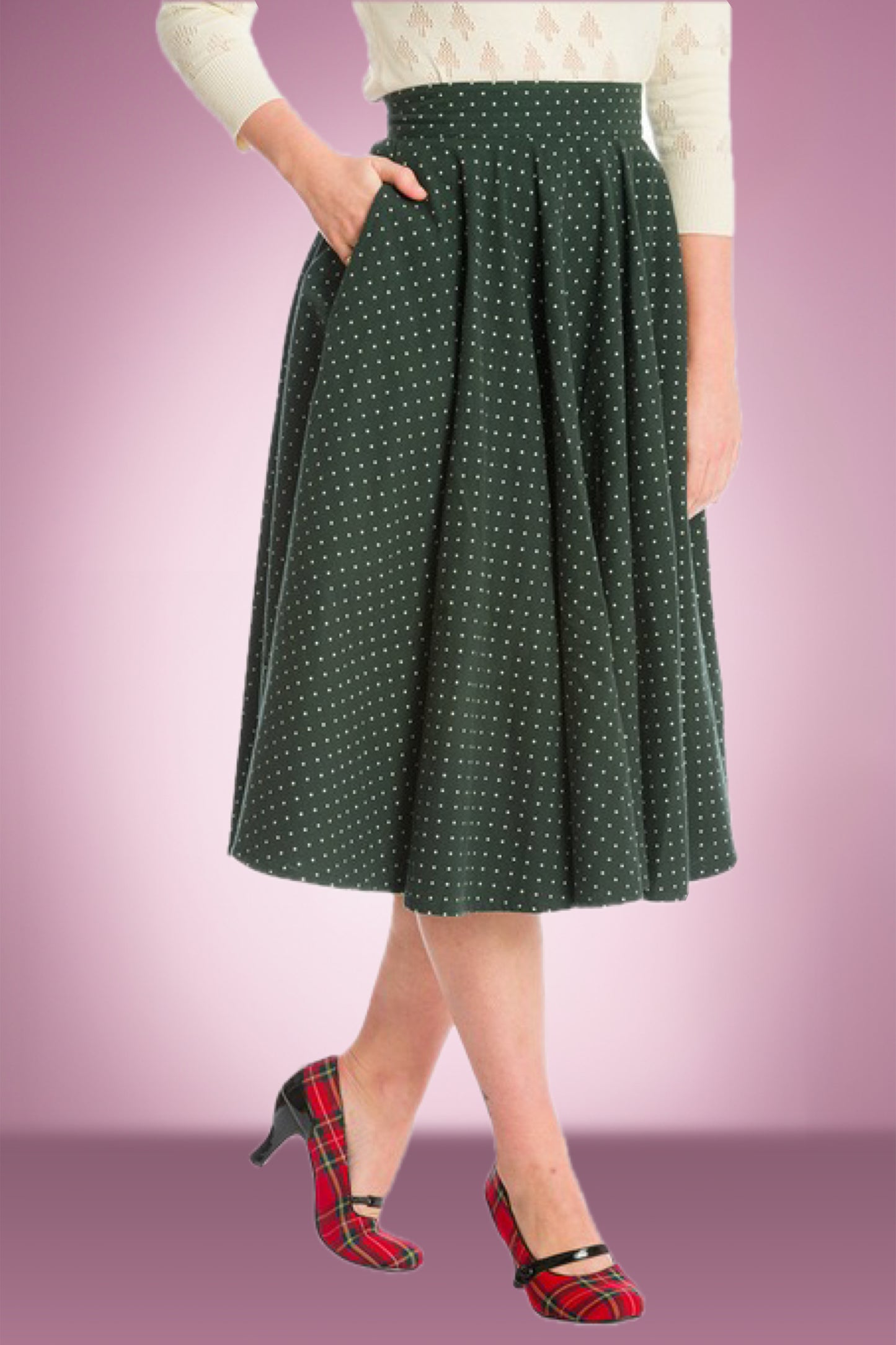 Soft as a feather Green Polka Dot Circle Skirt