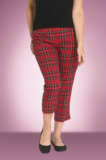 Red tartan Cigarette Pants