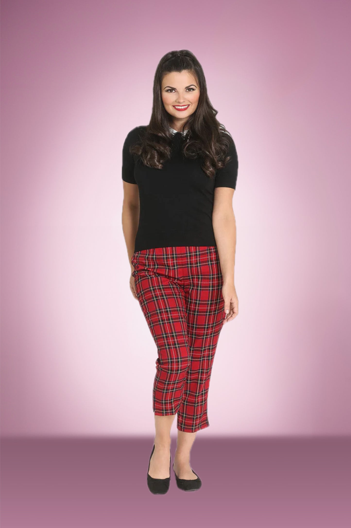 Red tartan Cigarette Pants