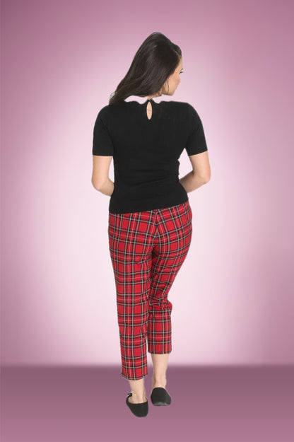 Red tartan Cigarette Pants