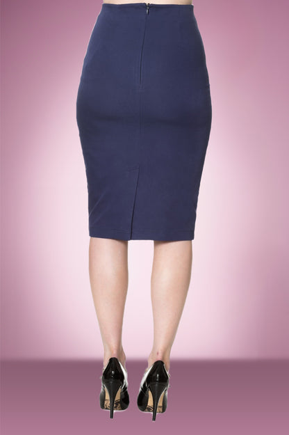 Paula Navy Wiggle Skirt