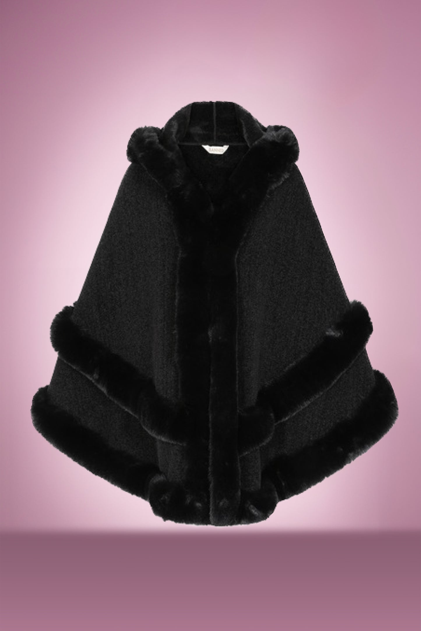 Black Bellisima Faux Fur Poncho