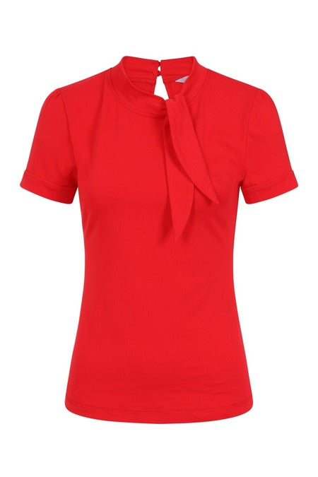 Red bow tie neck Top
