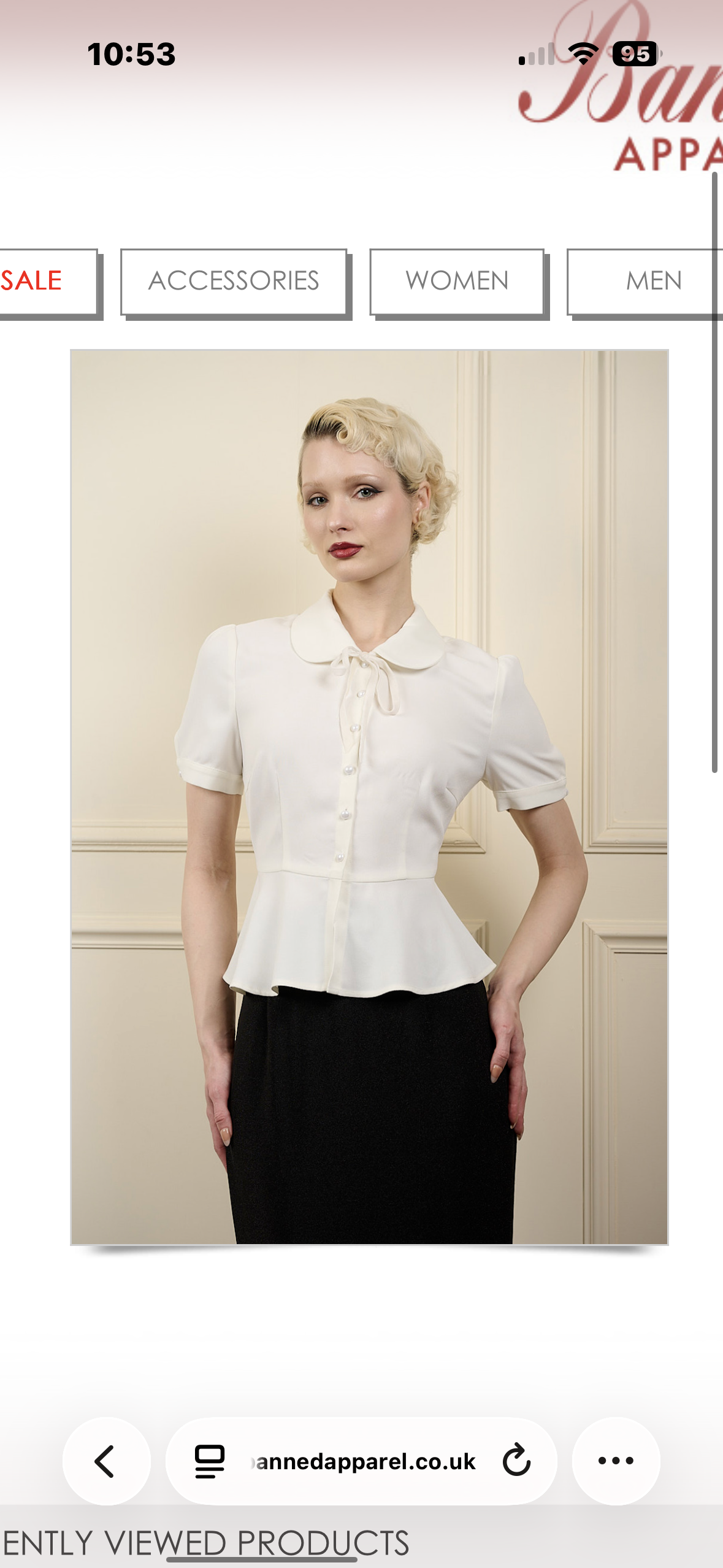 White 40s peplum blouse