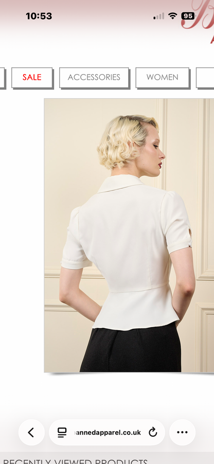 White 40s peplum blouse