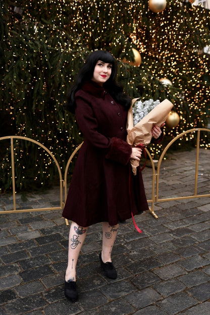 Julia Swing Coat in Burgundy