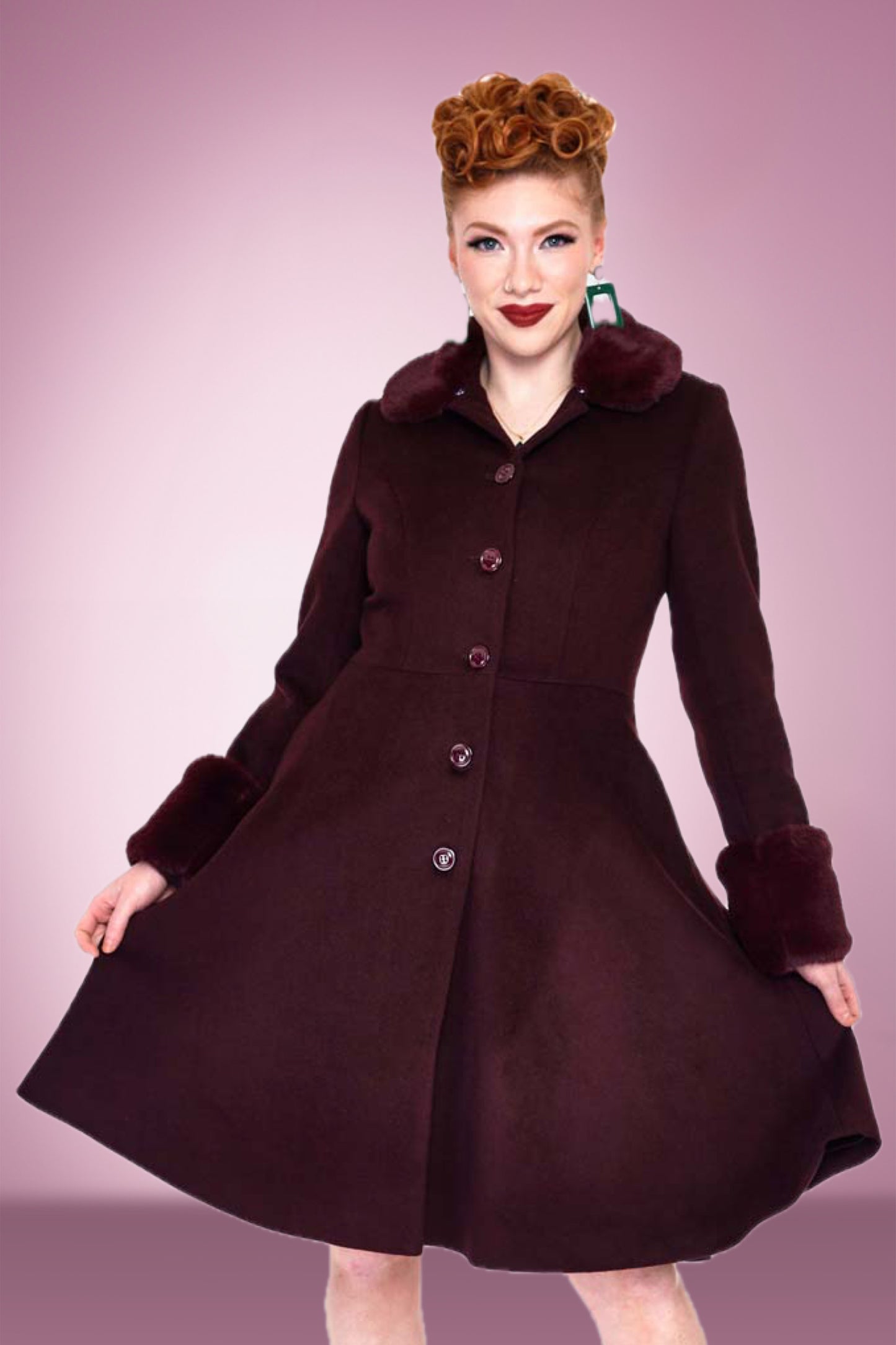 Julia Swing Coat in Burgundy
