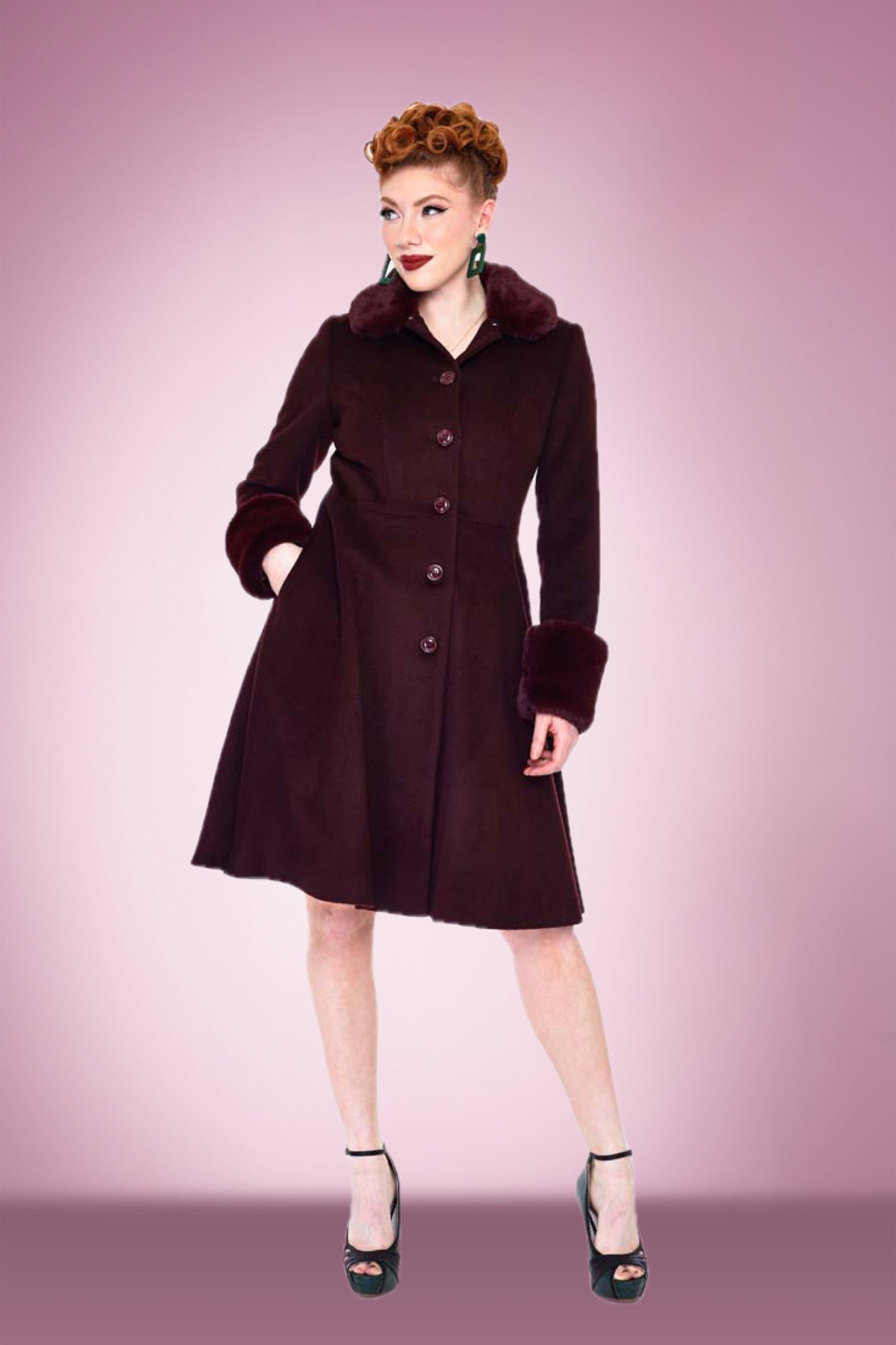 Julia Swing Coat in Burgundy