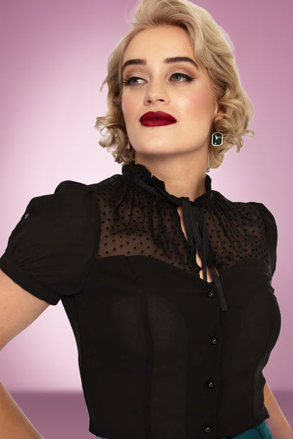 Amy Mesh Blouse in Black